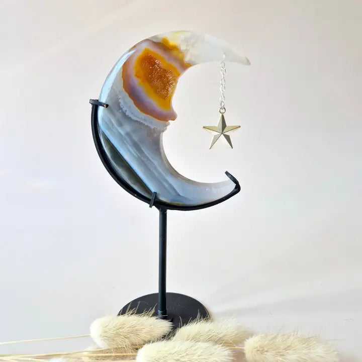 Druzy Grauer Achat Edelstein Mond
