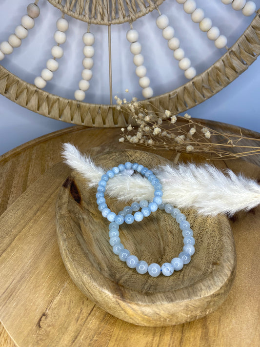Aquamarin Kugelarmband 8 mm Extra Qualität