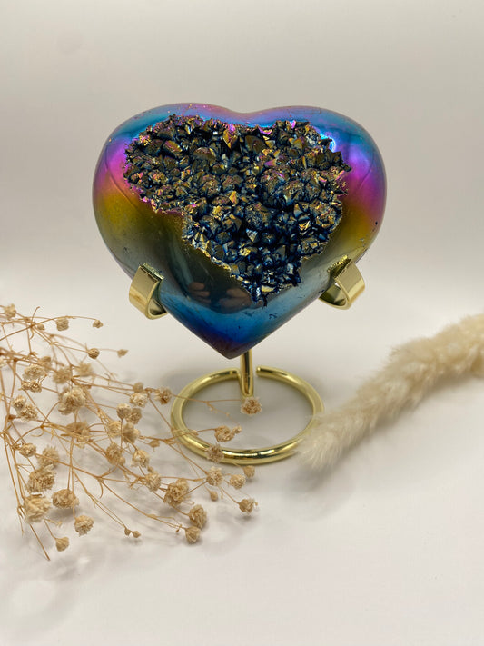 Titanium Aura Herz Amethyst