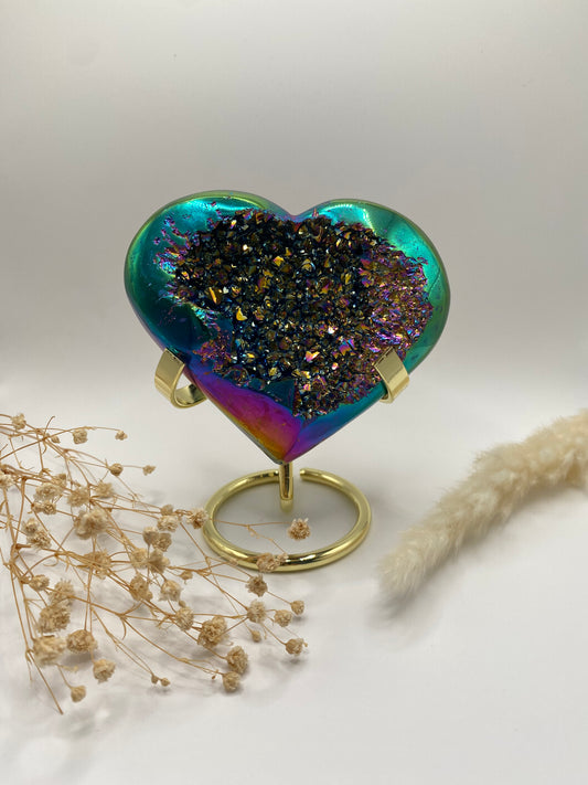 Titanium Aura Herz Amethyst