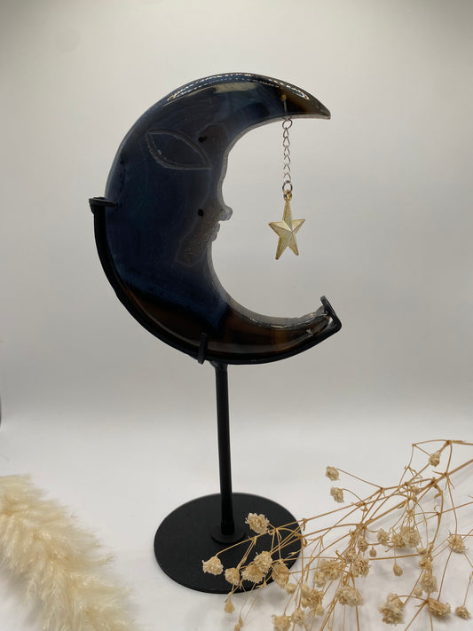 Druzy Grauer Achat Edelstein Mond